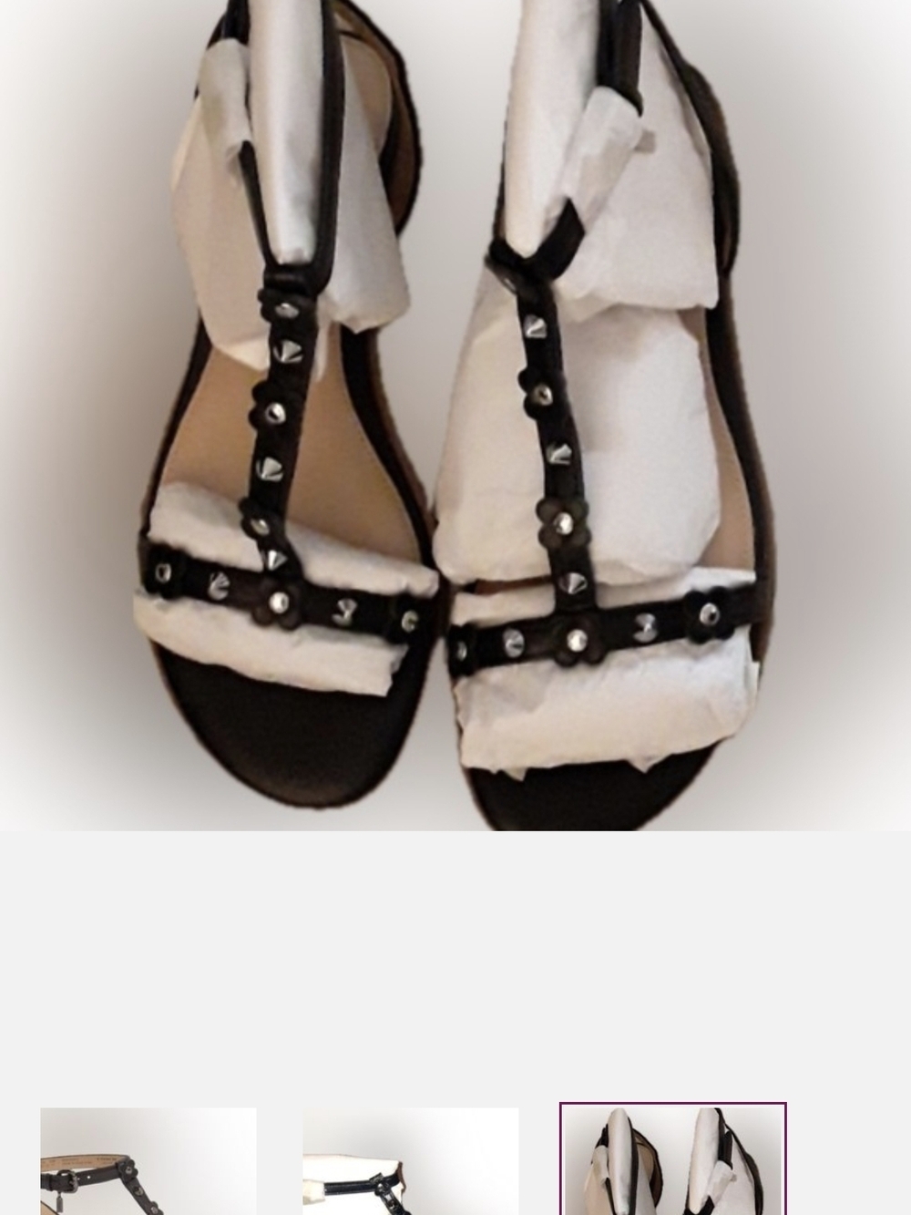 Coach Black Studded T-Strap Sandals